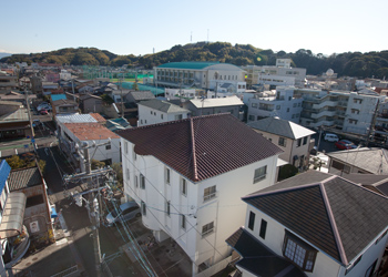 市街地でのバルーン空撮